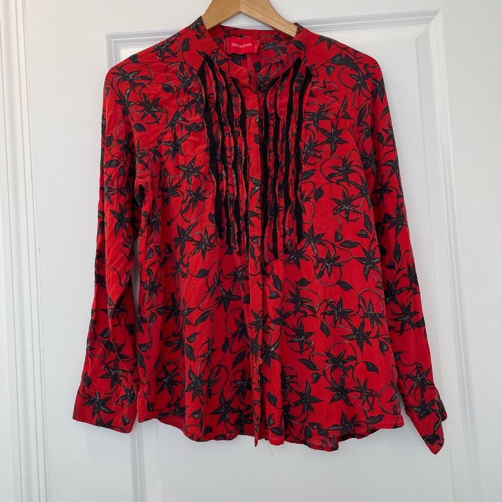 Zadig & Voltaire Scarlet Floral Button-Down Shirt